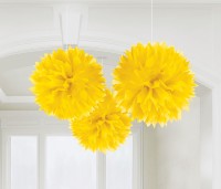 3 palline decorative morbide giallo 40,6 cm