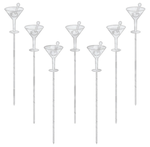 50 Stilvolle Martini Gläser Party Spieße Silber 10,1cm