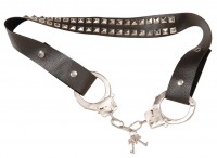 Preview: Black studded belt with handcuff closure