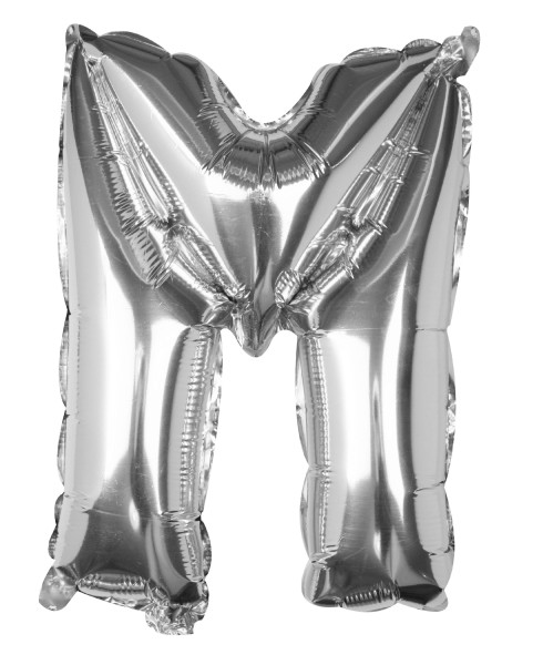 Zilveren M letter folieballon 40cm