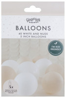 Oversigt: Øko latex balloner nøgen og hvid 40 stk