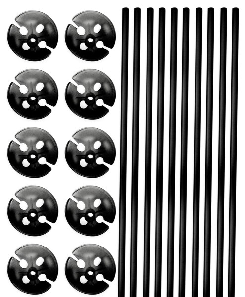 10 ballonpinde og kopper i sort