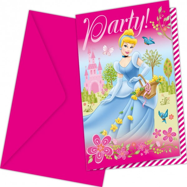 Paquet de 6 cartes d'invitation d'anniversaire pour enfants Princesses Dream