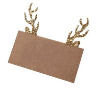 Vista previa: 10 tarjetas rústicas de lugar de renos navideños doradas