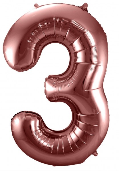 Balon w kolorze różowego złota metaliczny numer 3 86 cm