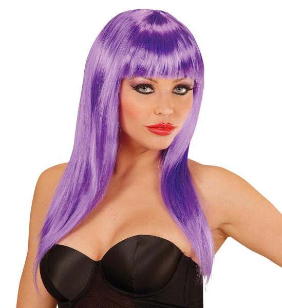 Purple long hair wig ladies