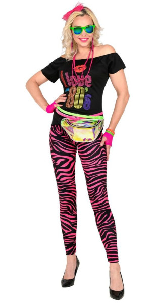 80er pink Zebra UV Leggings für Damen 4