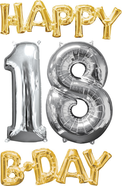 Happy 18th Birthday Foil Balloons 4 pezzi