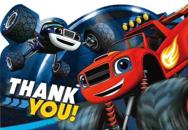 8 Blaze and the Monster Machines thank you cards