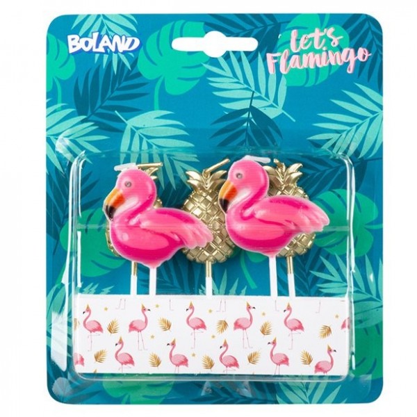 5 Party Flamingo Taartkaarsen