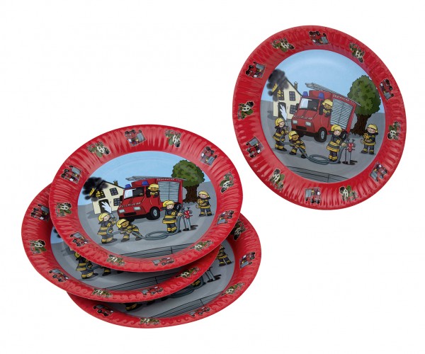 Platos de papel de alarma de bomberos 23cm juego de 8
