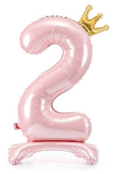 Hellrosa Folienballon Zahl 2 stehend