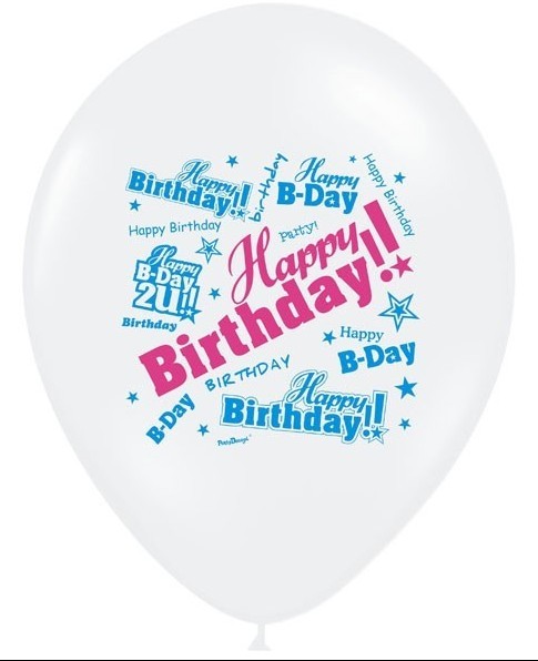 6 ballonger Grattis på födelsedagen Pastellmix 30cm 2