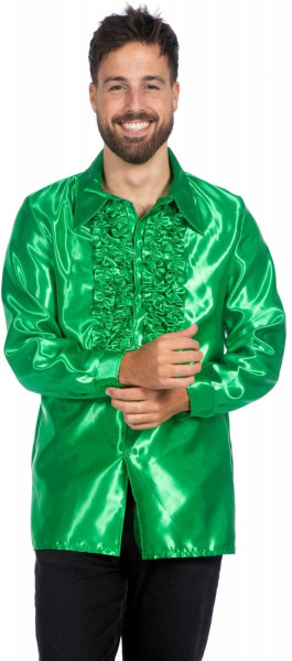 Camicia da uomo verde con volant