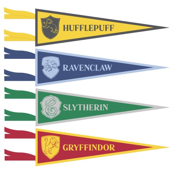 Harry Potter Fanion Hogwarts Set 4 Maisons Sorcier Decoration
