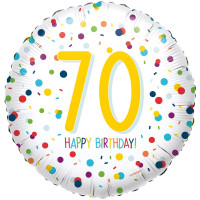 Ballon en aluminium de confettis 70e anniversaire 45cm