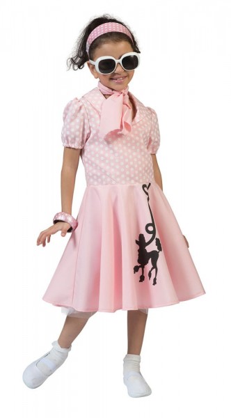 Retro Pudel Kleid Für Mädchen Rosa