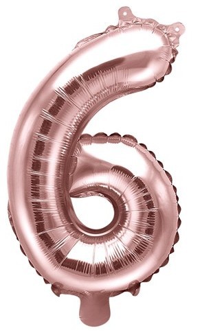 Metaliczny balon z cyframi 6 różowe złoto 35cm