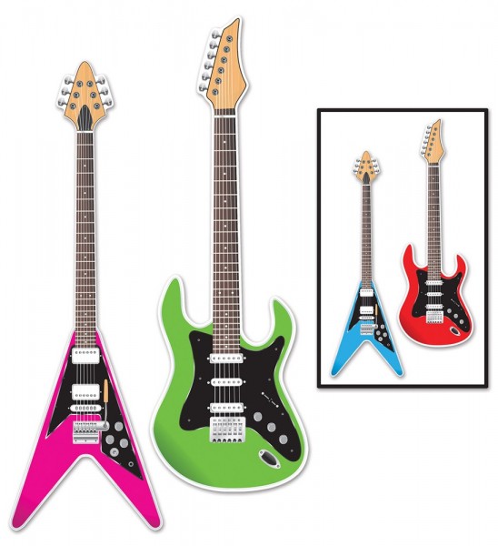 Decoración colorida de guitarra rock en un juego de 2