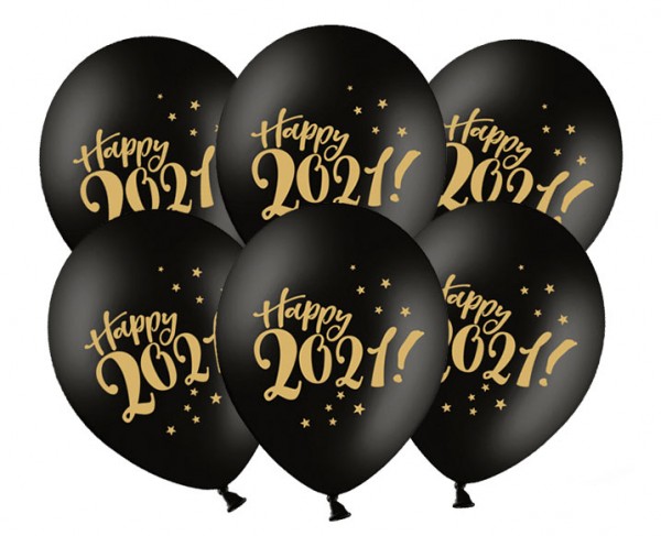 50 Schwarze Happy 2021 Luftballons 30cm