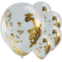 5 Konfetti Ballons transparent gold 30cm