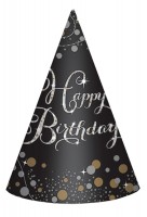 8 Golden Age Birthday party hats 18cm
