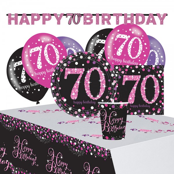 Pink 70th Birthday Deko Set 41-teilig