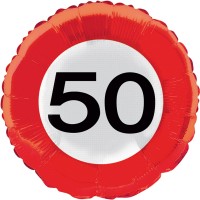 Balon foliowy 50. urodziny znak drogowy