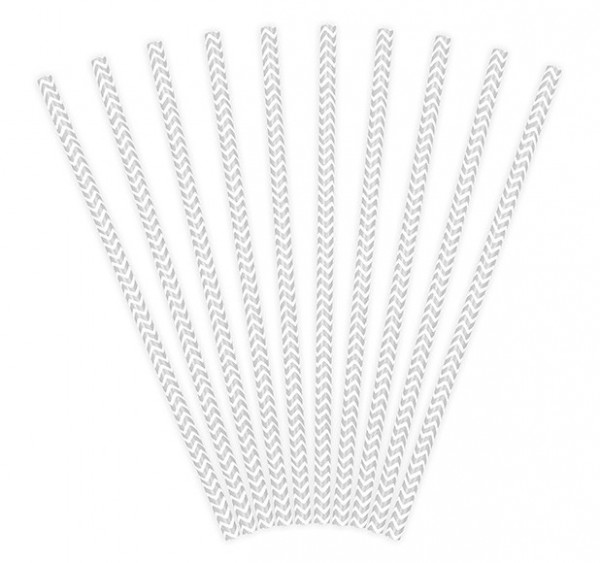 10 zigzag paper straws silver 19.5cm