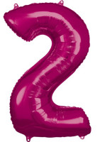 Pinker Zahl 2 Folienballon 86cm