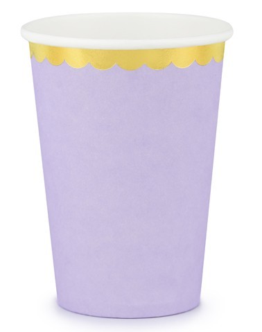 6 candy party paper cups lavender 220ml