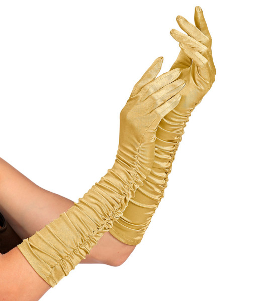 Long gloves in gold 44cm