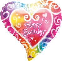 Gelukkige verjaardag hart ballon kleurrijk