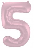 Matter Zahl 5 Folienballon rosa 86cm