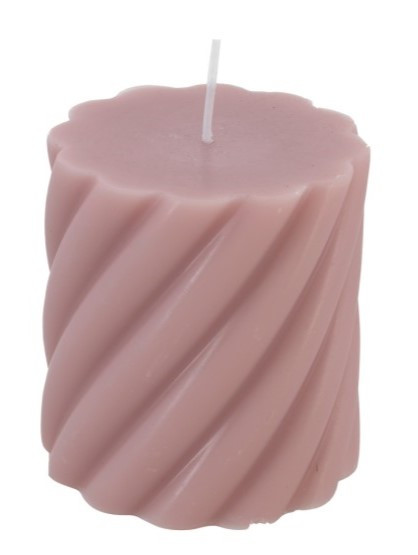 Pillar candle with spiral pattern old pink 7 x 7.5cm