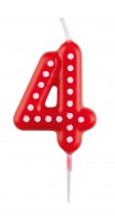 Birthday party colorful number candle 4 with dots for cakes