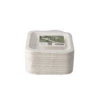 Oversigt: 50 sukkerrør finger mad plade med hvidt håndtag