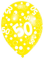 Vorschau: 6 Luftballons Bubbles 50.Geburtstag Bunt 27,5 cm