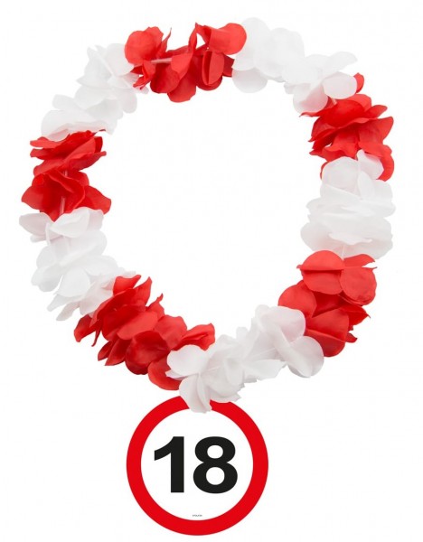 Wit-rode Hawaiiaanse ketting 18e verjaardag