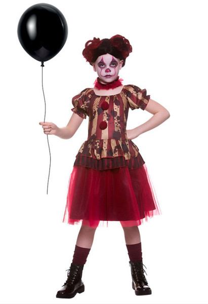 Red horror clown girl costume