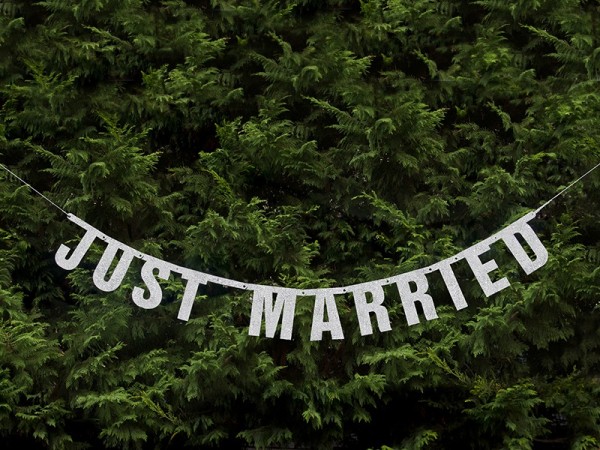 Silver Just Married Garland 18x170cm 2