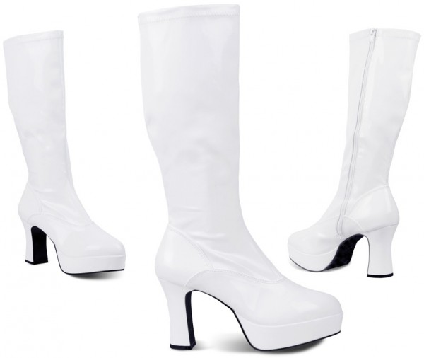 70s platformstøvler i skinnende hvid