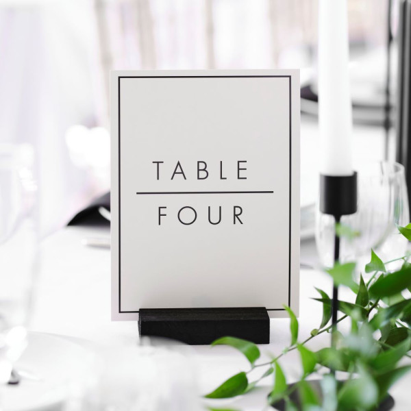 Black and white table numbers 1-12