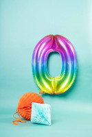 Number 0 Super Rainbow Foil Balloon 86cm