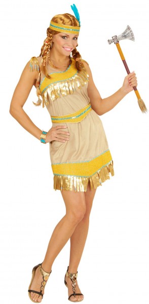 Indianerin Goldina Kostüm Mit Stirnband
