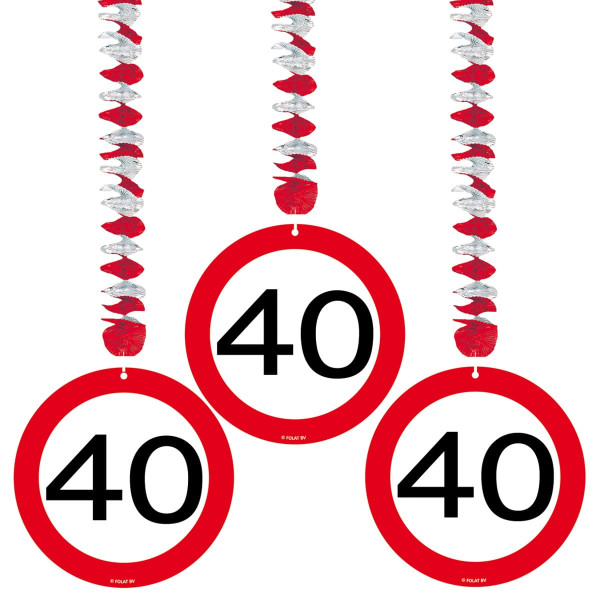 3 espirales señales de tráfico 40 cumpleaños 75cm