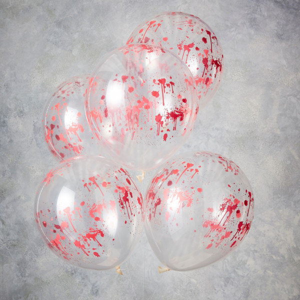 5 blood spatter latex balloons 30cm