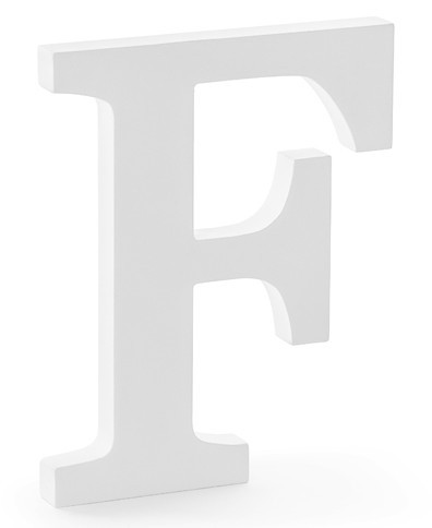 Drewniana litera F biała 16 x 20 cm