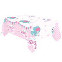 Christening Day tablecloth pink 1.8 x 1.2m