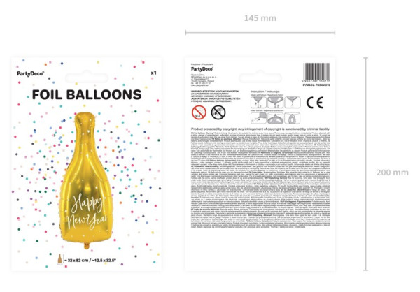 VIP New Year Champagner Folienballon 32 x 82cm 4